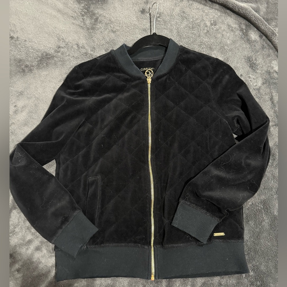 Calvin Klein black velour jacket. Size S